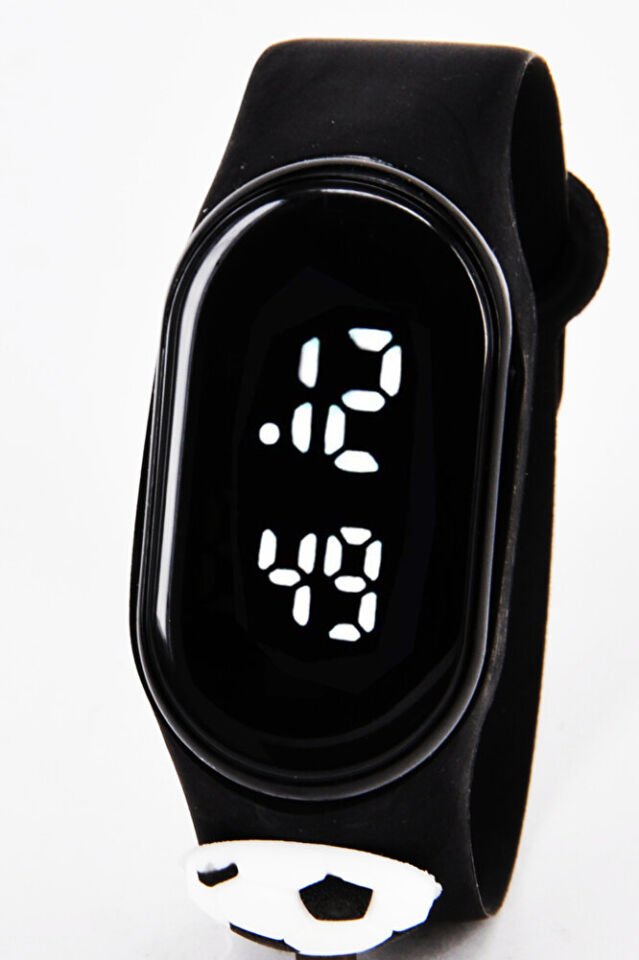 Siyah Beyaz Top Figürlü İsimli Bileklikli Dokunmatik Led Çocuk Kol Saati