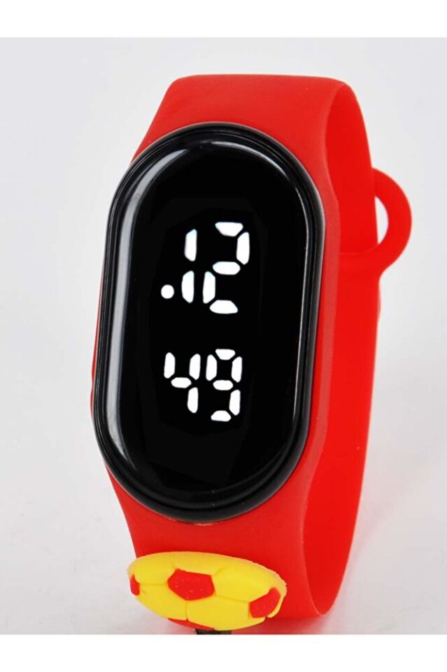 Sarı Kırmızı Top Figürlü İsimli Bileklikli Dokunmatik Led Çocuk Kol Saati
