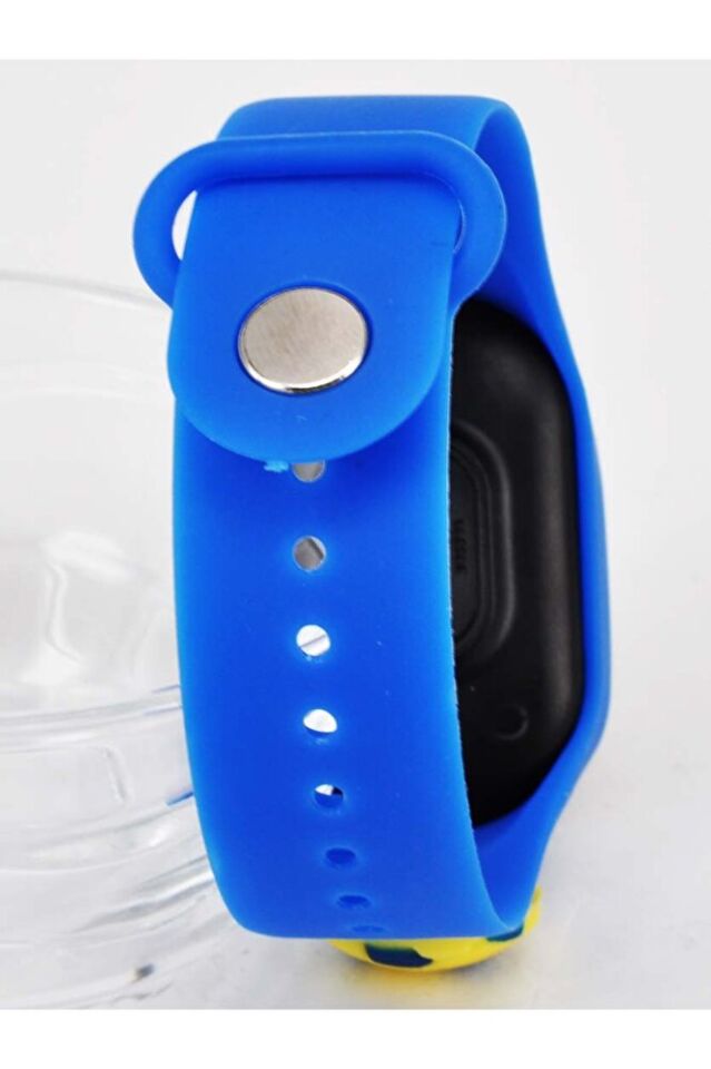 Sarı Lacivert Top Figürlü İsimli Bileklikli Dokunmatik Led Çocuk Kol Saati