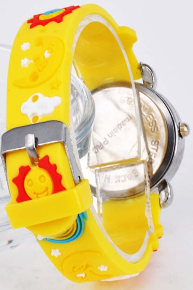 Sarı Renk Gökkuşağı Figürlü İsimli Bileklikli Şirin Hediyelik Çocuk Kol Saati