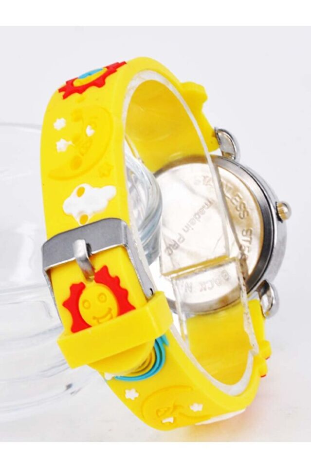 Sarı Renk Rakam Figürlü İsme Özel Bileklikli Eğitici Çocuk Kol Saati