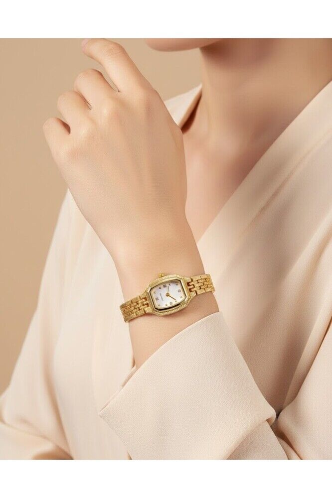 Altın Renk Kordon Beyaz Kadran Genç Kız Kadın Şık Zarif Analog Kol Saati