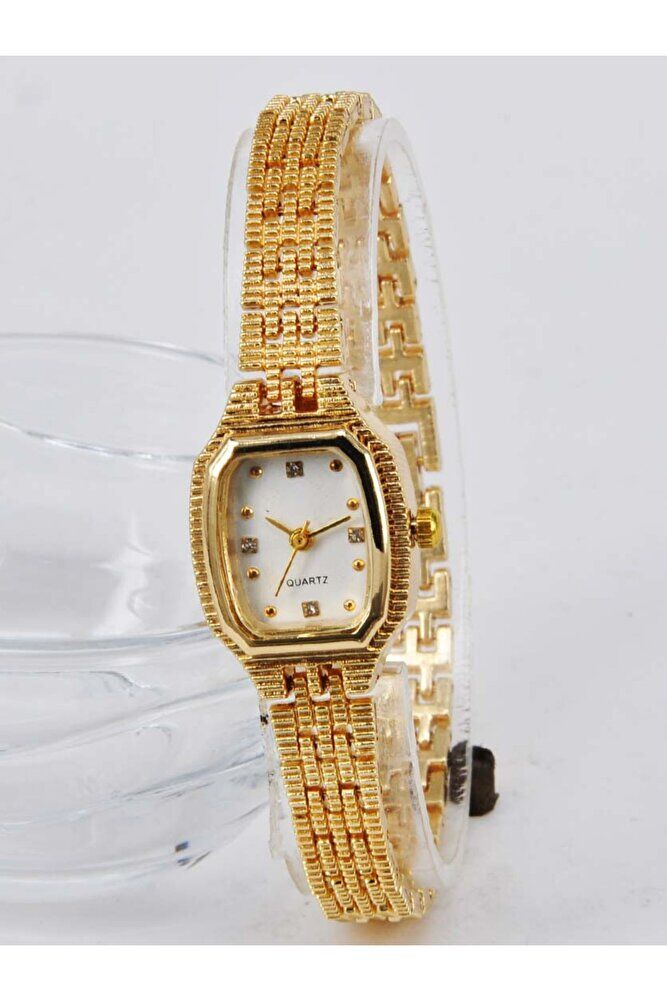 Altın Renk Kordon Beyaz Kadran Genç Kız Kadın Şık Zarif Analog Kol Saati