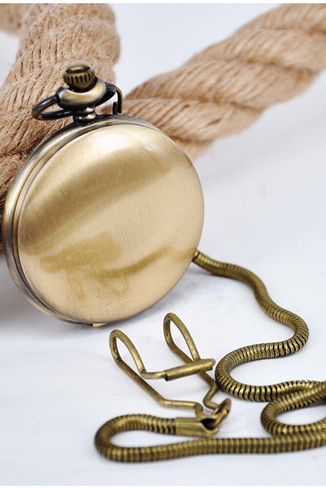 Gümüş Renk Tren Kabartmalı Köstekli Cep Saati SU-1270