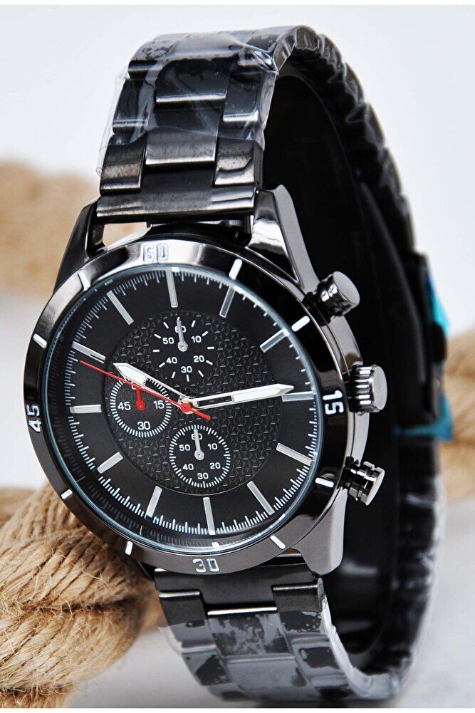 Yetişkin Spor Analog Siyah Renk Şık Sade Tasarım Hediyelik Erkek Kol Saati