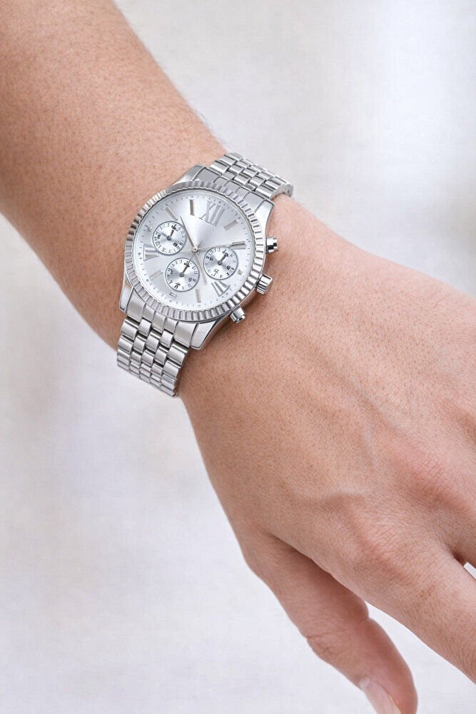 Gümüş Renk Roma Rakam Şık Sade 2026 Sezon Unisex Quartz Prestijli Modern Saat Modeli