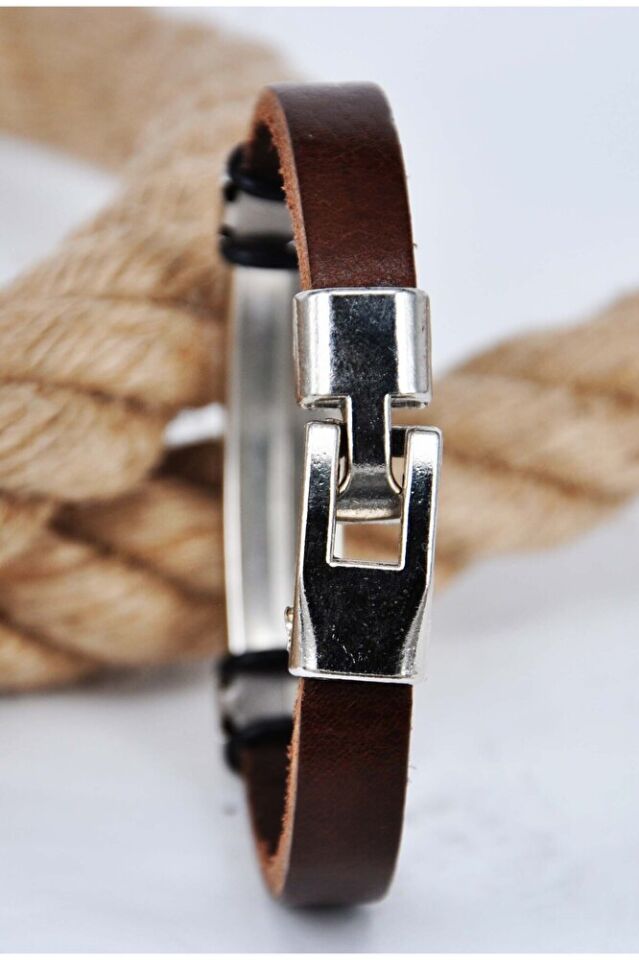 İsme Özel Kahverengi Deri Bileklik SU-1239