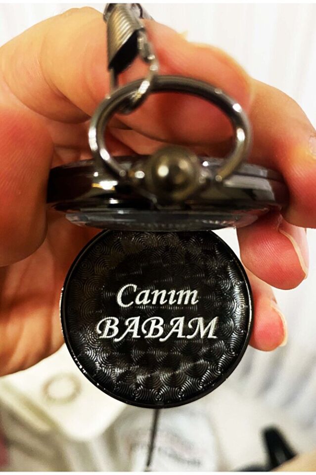 Kişiye Özel Kişiselleştirilebilir Nostaljik Tren Kabartmalı Zincirli Köstekli Erkek Cep Saati