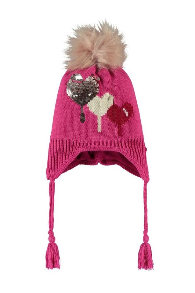 Kız Çocuk Kulaklı Bere 1-4 Yaş Pembe