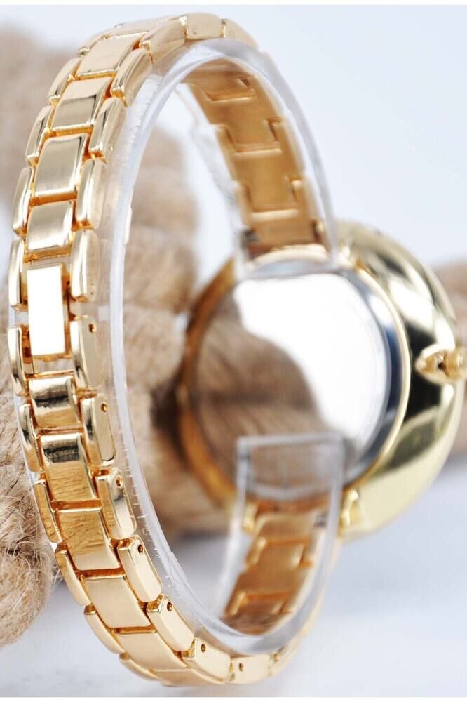 Gold Renk Zirkon Taşlı Kordonlu Siyah Kadran Şık Tasarım Genç Kız Kadın Kol Saati