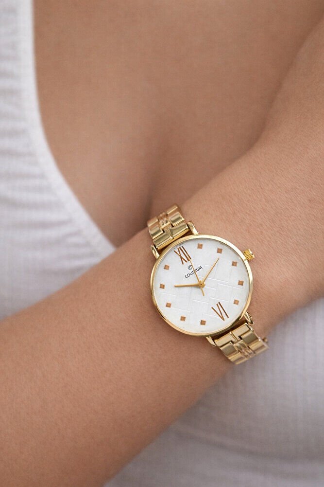 Altın Renk Roma Rakamlı Şık Sade Zarif Analog Genç Kız Kadın Kol Saati