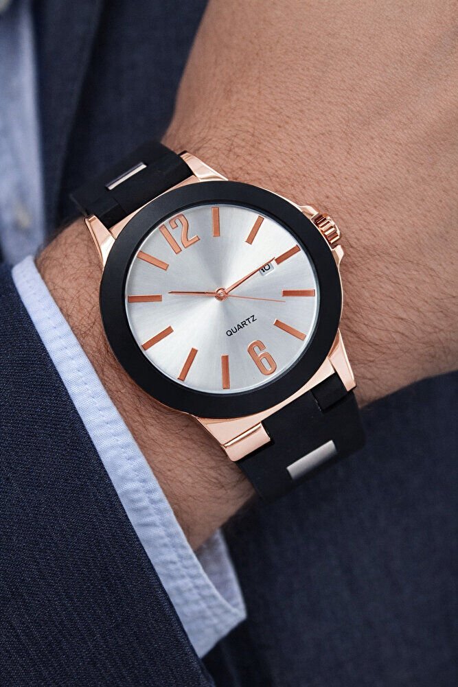 Bakır Renk Kasa Klasik Yetişkin Analog Takvimli Quartz Analog Şık Modern Erkek Kol Saati