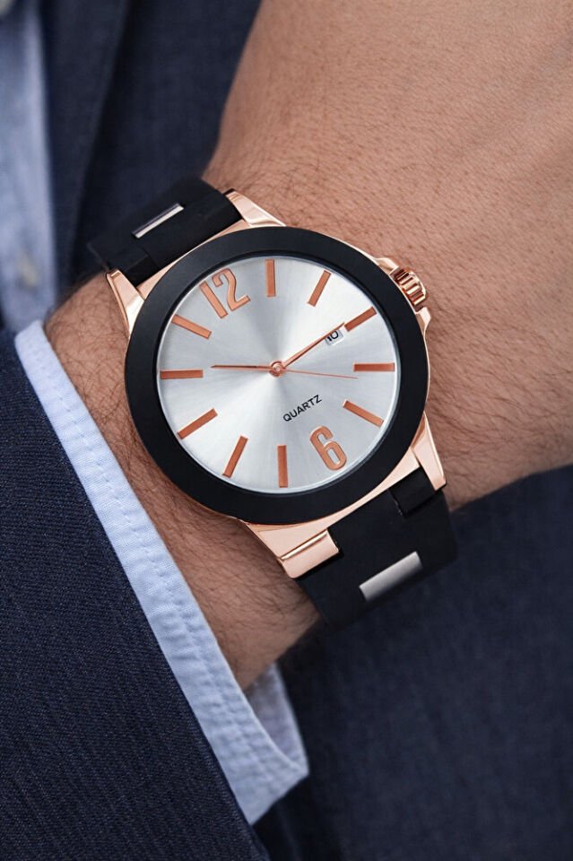 Bakır Renk Kasa Klasik Yetişkin Analog Takvimli Quartz Analog Şık Modern Erkek Kol Saati