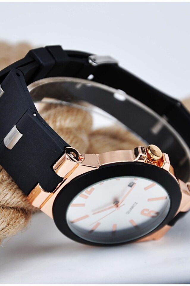 Bakır Renk Kasa Klasik Yetişkin Analog Takvimli Quartz Analog Şık Modern Erkek Kol Saati