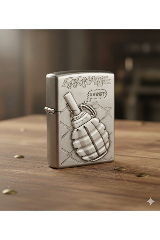 Gümüş Renk Benzinli Çakmak Şık Sade Tasarım SCA-002