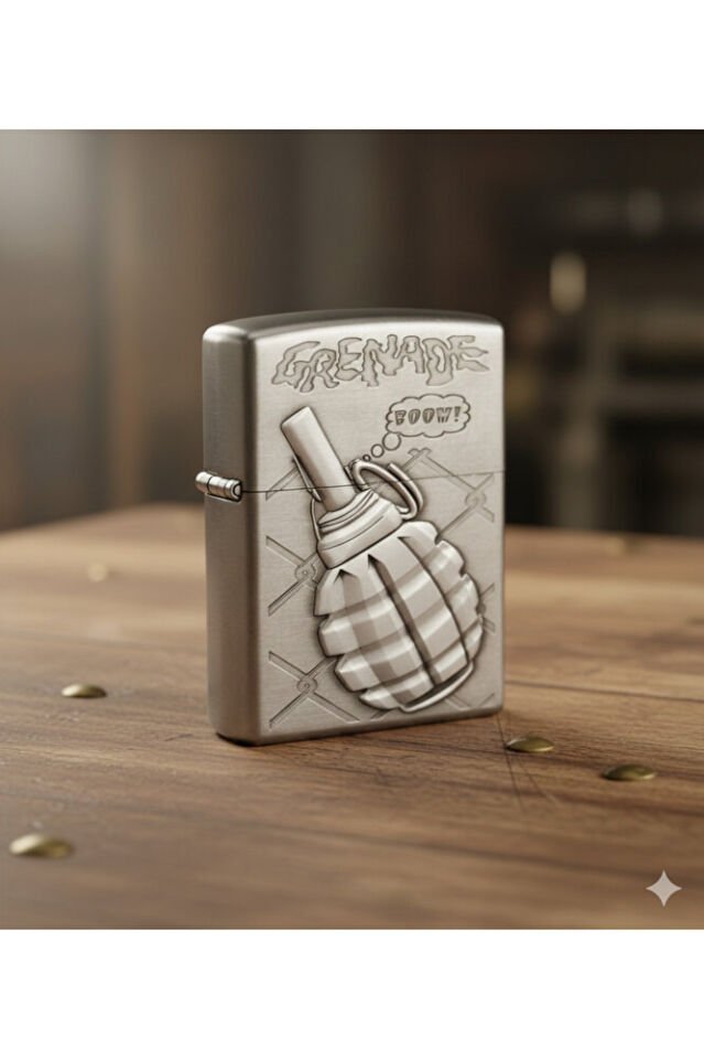 Gümüş Renk Benzinli Çakmak Şık Sade Tasarım SCA-002