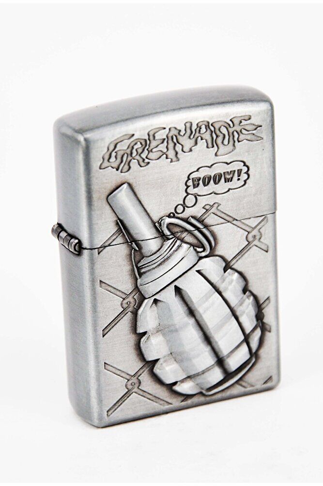 Gümüş Renk Benzinli Çakmak Şık Sade Tasarım SCA-002