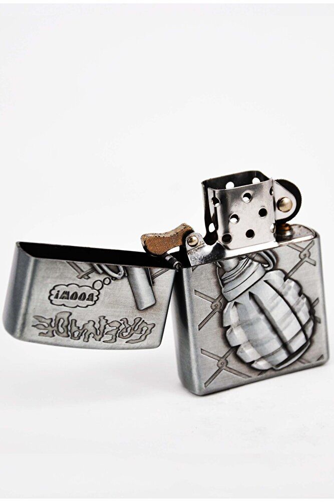 Gümüş Renk Benzinli Çakmak Şık Sade Tasarım SCA-002