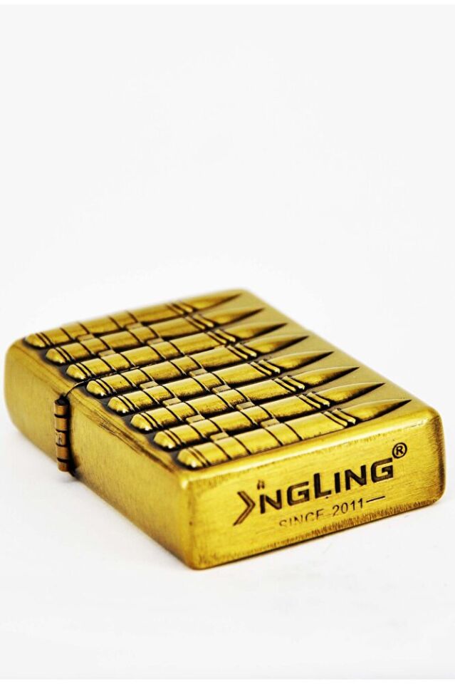 Bakır Renk Kurşun Baskılı Klasik Benzinli Çakmak