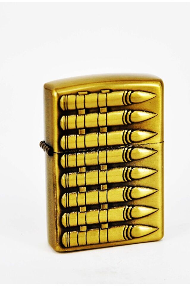 Bakır Renk Kurşun Baskılı Klasik Benzinli Çakmak