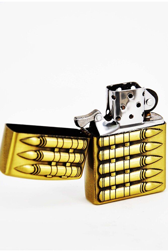 Bakır Renk Kurşun Baskılı Klasik Benzinli Çakmak