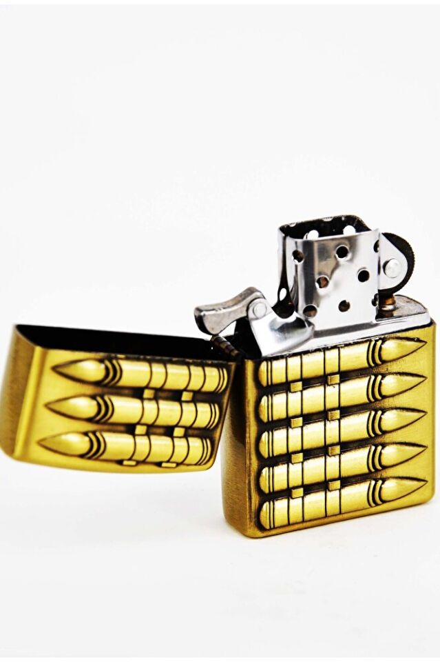 Bakır Renk Kurşun Baskılı Klasik Benzinli Çakmak