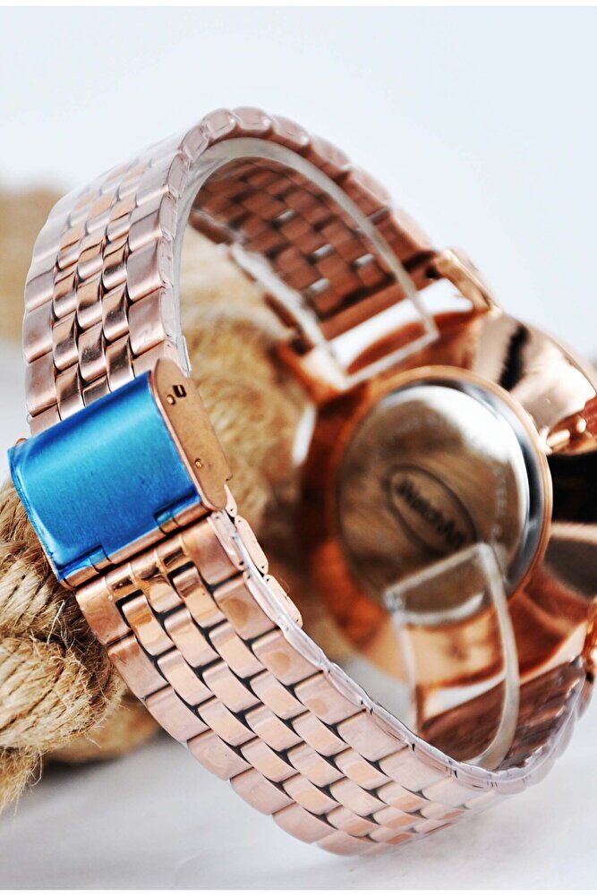 Bakır Renk Klasik Takvimli Şık Analog Klasik Quartz Erkek Kol Saati