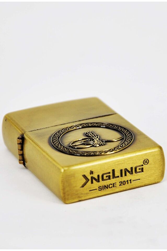 Bakır Renk Osmanlı Turalı Benzinli Çakmak Şık