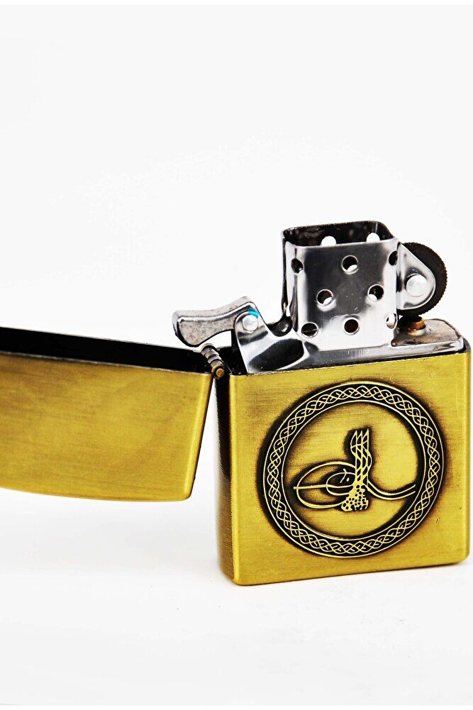 Bakır Renk Osmanlı Turalı Benzinli Çakmak Şık