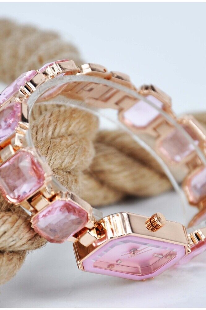 Bakır Renk Pembe Zirkon Taşlı Kordon Detaylı Şık Sade Genç Kız Kadın Zarif Şık Kol Saati