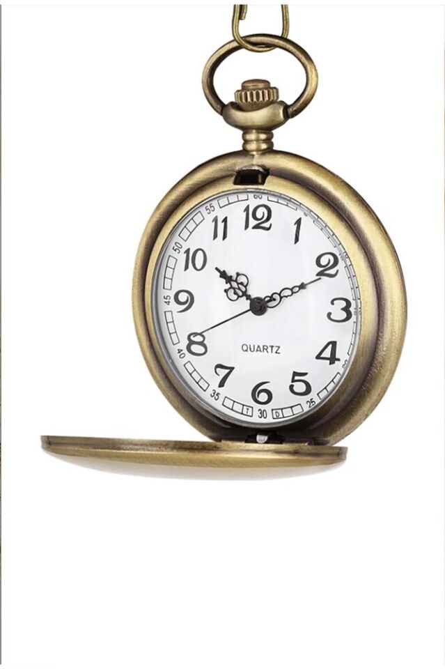 Hediyelik Antik Bakır Renk Köstekli Cep Saati Babaya Dedeye Kayınpedere Hediye