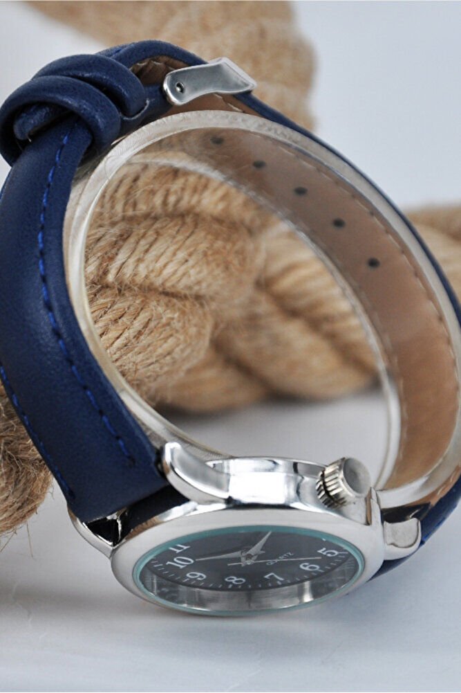 Gümüş Renk Kasa Deri Kordonlu Kadın Analog Şık Günlük Klasik Kol Saati