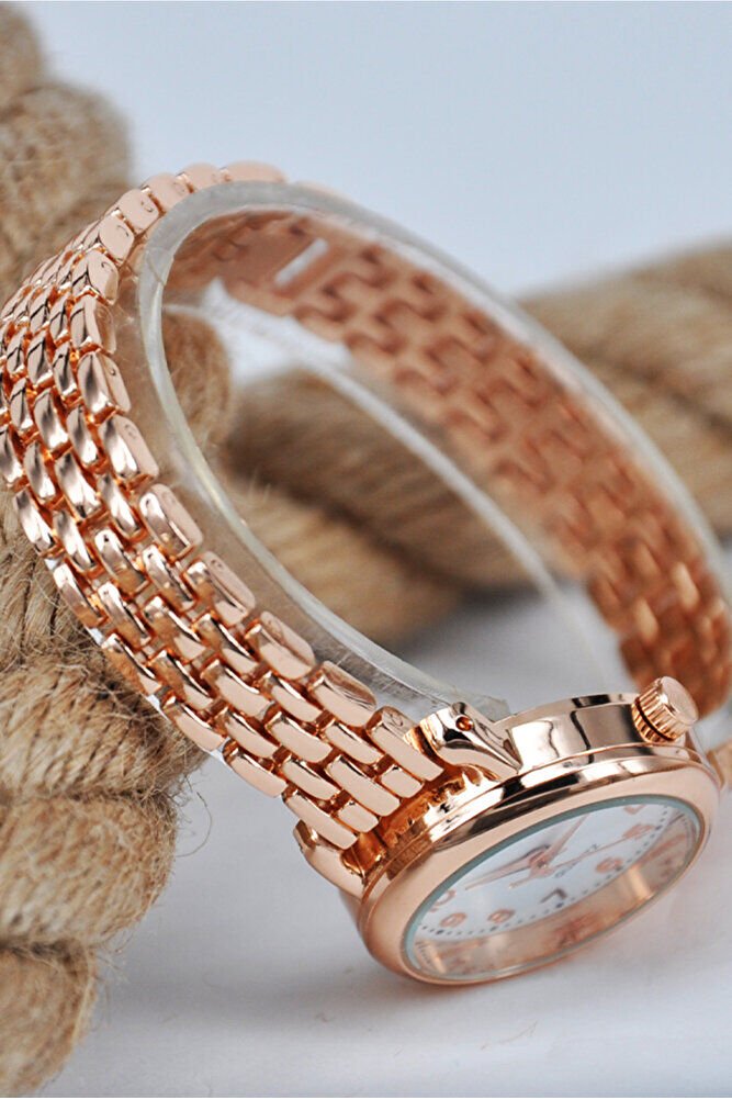 Rose Renk Beyaz Kadran Roma Rakam Minimal Genç Kız Analog Şık Zarif Günlük Kadın Kol Saati