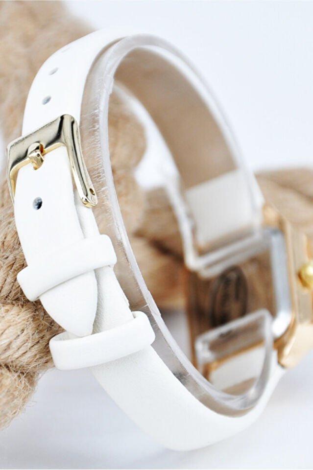 Roma Rakamlı Taşlı Kasa Beyaz Deri Kordonlu Şık Sade Kadın Kol Saati SU-890