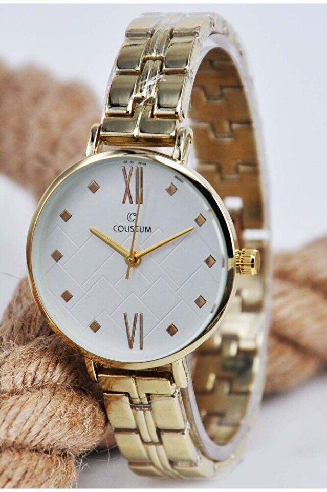 Gold Renk Kordonlu Yeni Tasarım Sezon Kadın Şık Klasik Zarif Analog Kol Saati