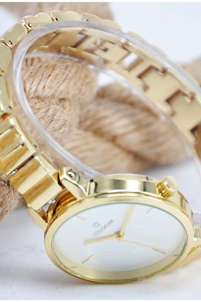 Altın Renk Kordon Kalpli Kadran Detay Şık Sade Tasarım Genç Kız Kadın Kol Saati Su-723