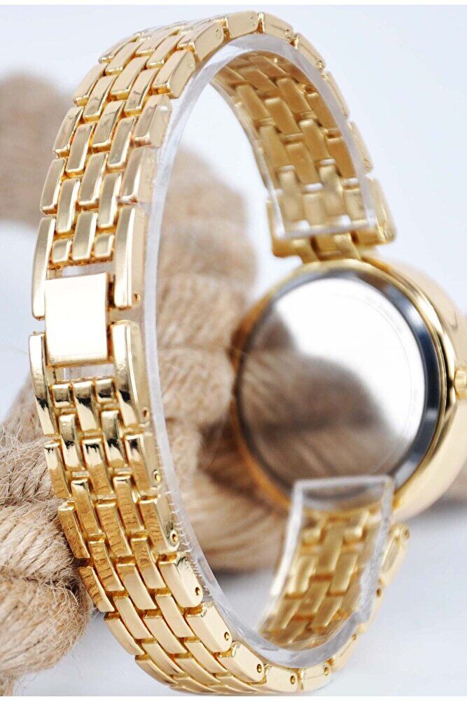 Gold Renk Kordon Beyaz Kadran Yeni Sezon Taş Detaylı Yeni Sezon Şık Klasik Zarif Kadın Kol Saati