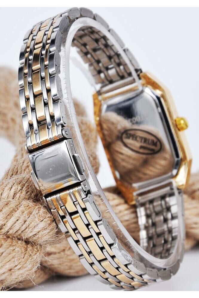 Gold Gümüş Renk Taş Detay Siyah Roma Rakam Vintage Genç Kız Kadın Kol Saati Su-687