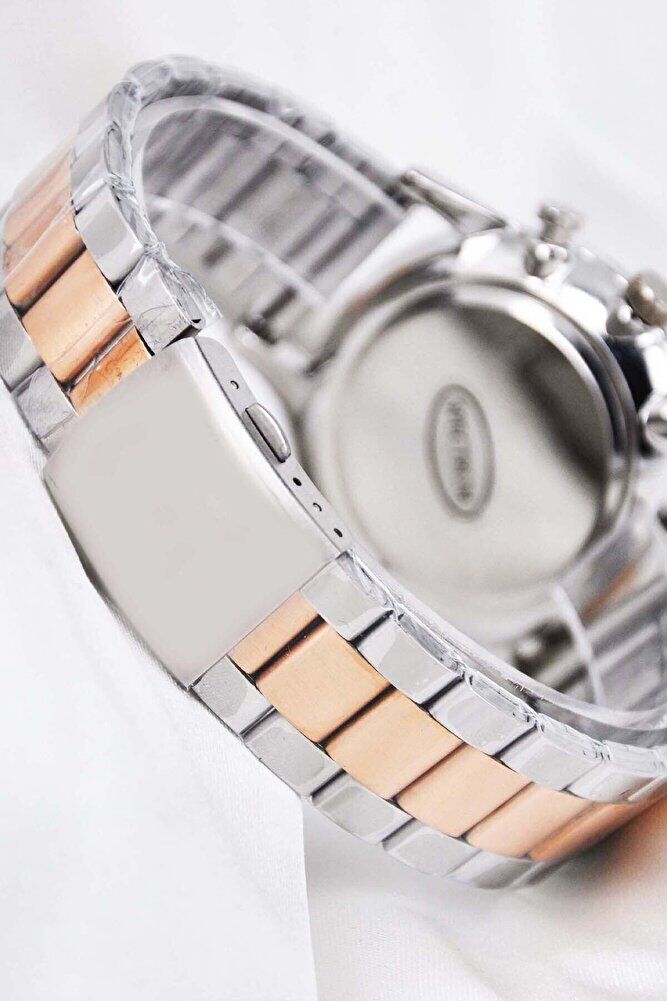 Roma Rakamlı Gümüş Renk Şık Tasarım Kronograf Görünümlü Yetişkin Erkek Kol Saati