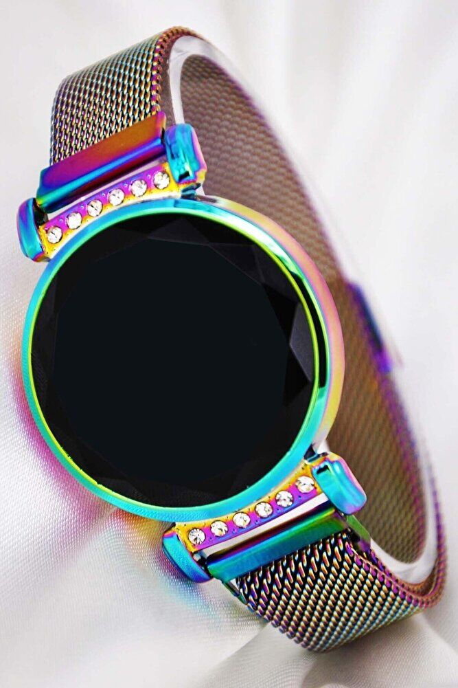 Rainbow Renk Değiştiren Mıknatıslı Kordon Taşlı Şık Modern Bileklik Saat Trend Kadın Kol Saati