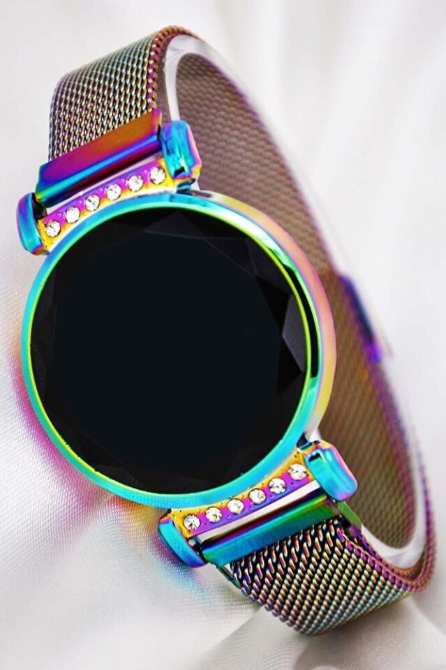 Rainbow Renk Değiştiren Mıknatıslı Kordon Taşlı Şık Modern Bileklik Saat Trend Kadın Kol Saati
