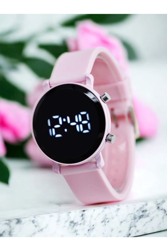 Pembe LED Dijital Kadın Kol Saati Silikon Kordonlu Şık Modern Genç Kız Çocuk Saat Hediyelik Trend