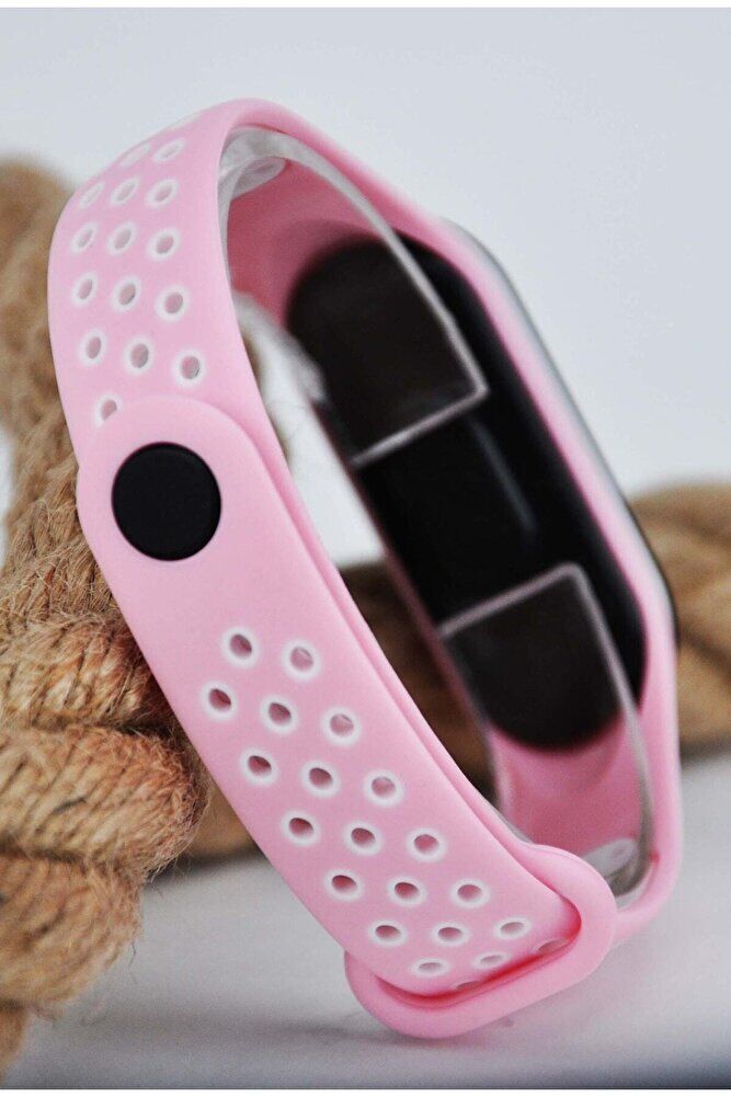 Dokunmatik Kadın Dijital LED Pembe Silikon Kordon Spor Genç Kız Kol Saati Modern Şık Hafif Trend