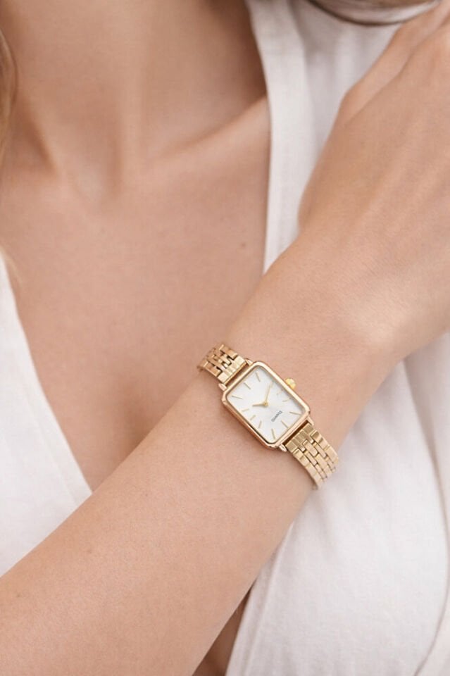 Vintage Altın Renk Sade Tasarım Gold Kadın Metal Kordon Analog Zarif Şık Günlük Ofis Kol Saati