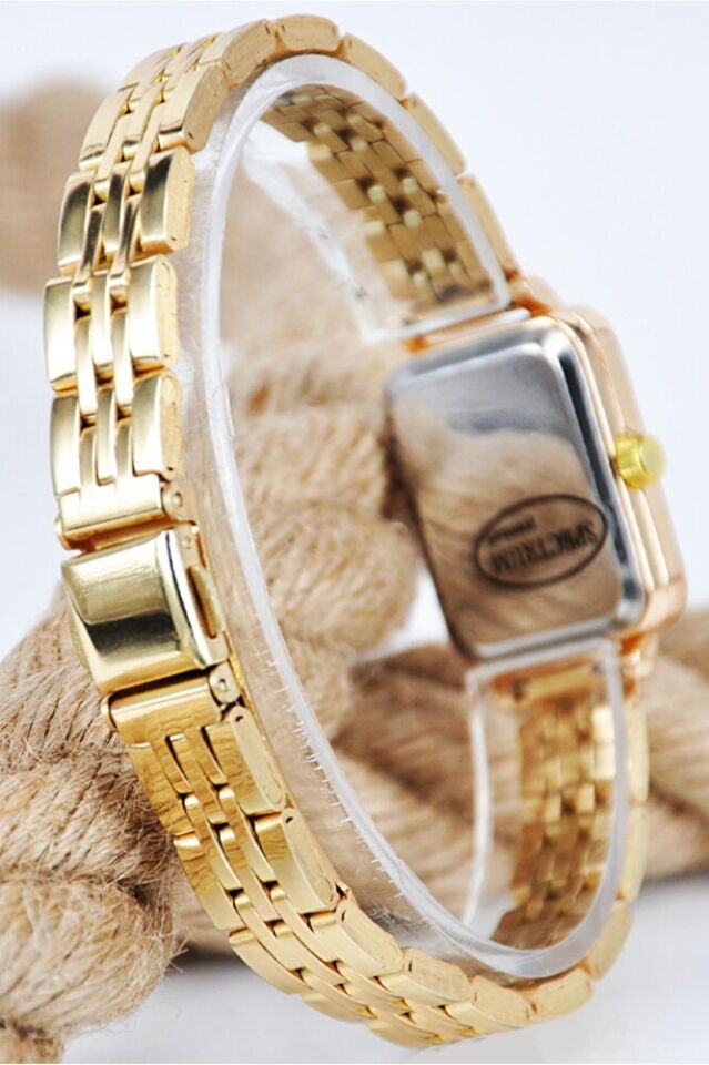 Vintage Altın Renk Sade Tasarım Gold Kadın Metal Kordon Analog Zarif Şık Günlük Ofis Kol Saati