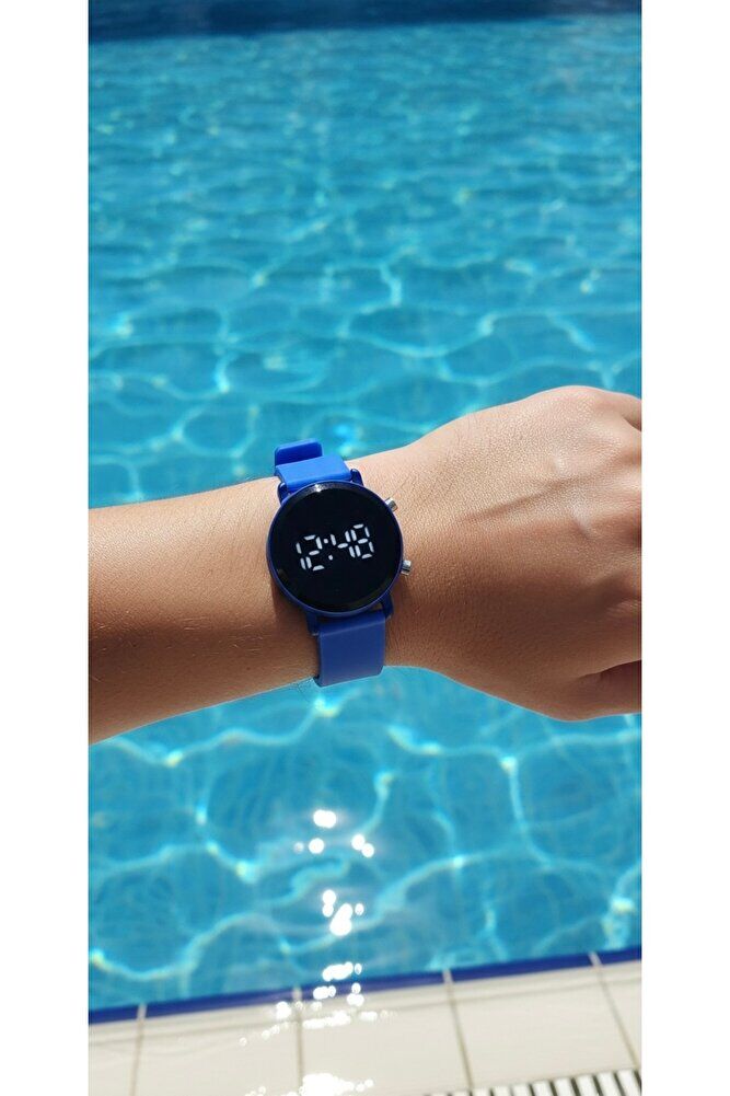 Mavi LED Dijital Kol Saati Silikon Kordonlu Unisex Modern Spor Kadın Erkek Çocuk Saat