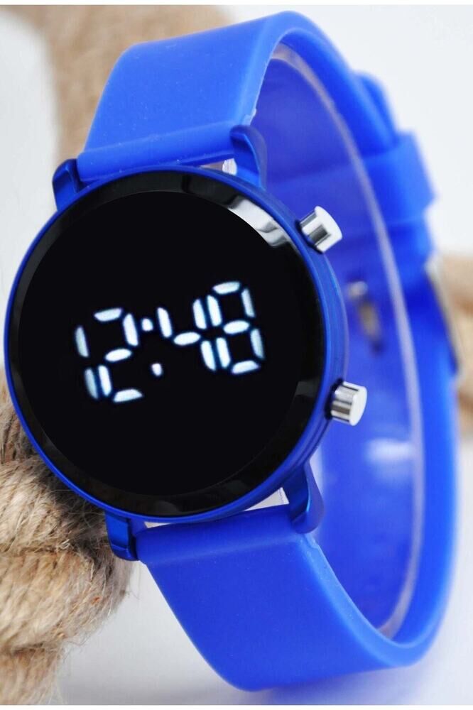 Mavi LED Dijital Kol Saati Silikon Kordonlu Unisex Modern Spor Kadın Erkek Çocuk Saat