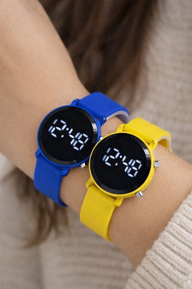 Sarı Lacivert Şirin Tasarım İki Adet Çocuk Kol Saati Su-481