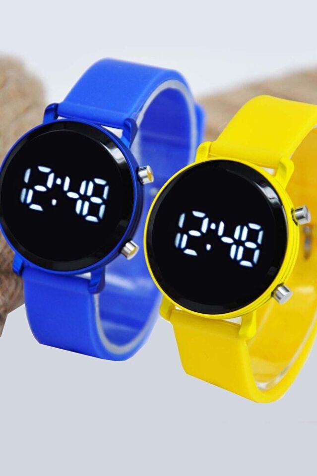 Sarı Lacivert Şirin Tasarım İki Adet Çocuk Kol Saati Su-481