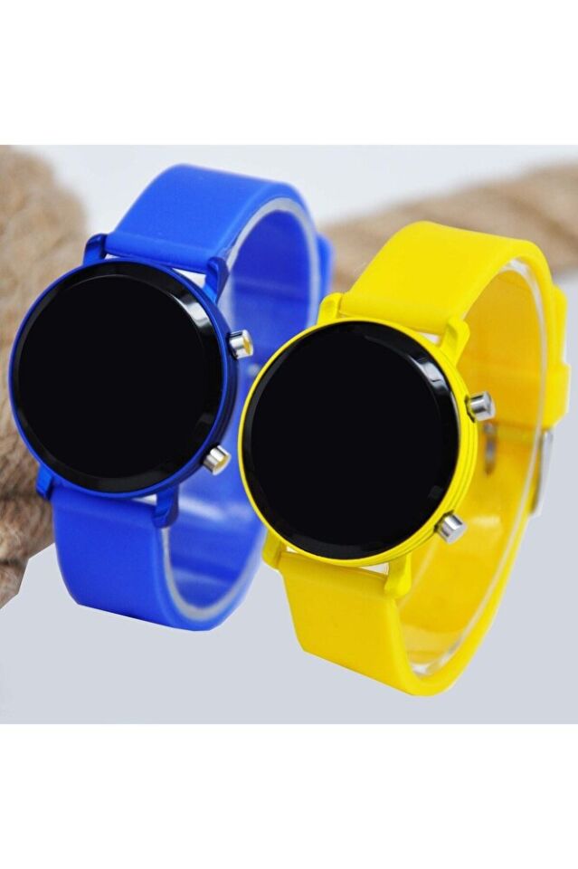 Sarı Lacivert Şirin Tasarım İki Adet Çocuk Kol Saati Su-481